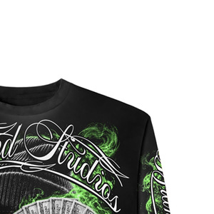 Men's Long Sleeve Crop <b>Top</b> <b>Skull</b> Money Print Streetwear Oversized O-Neck Knitted Polyester T-Shirt - Product Image 2