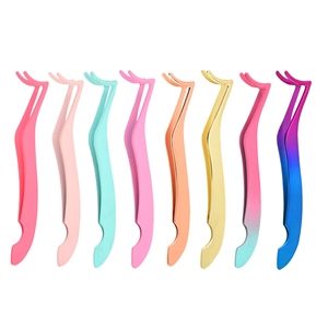 Professional Wide Tip Private <b>Label</b> False Eyelashes Tweezers Rose Gold Stainless Steel Eyelash <b>Applicator</b> for Salon - Product Image 1