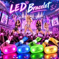 Bracelet LED promotionnel Longstargift avec logo personnalisé, télécommande sans fil 2.4G 433MHz pour événements et concerts, interaction avec la foule