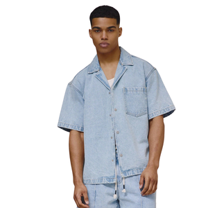 Camisa de Mezclilla Unisex Personalizada de Manga Corta con Lavado Enzimático, 100% Algodón, Cuello Clásico, Corte Regular, Transpirable, de Secado Rápido, Informal para Exteriores - Product Image 1
