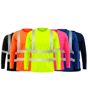 เสื้อยืดทำงานแบบสะท้อนแสงคุณภาพสูงสำหรับงานรักษาความปลอดภัย ขายส่งจากโรงงาน แขนยาว ผ้าฝ้าย - Product Image 4