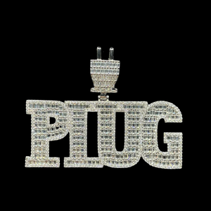 <b>Plug</b> Letter Pendant 925 Silver Rhodium Plated Moissanite Hip Hop Men's Jewelry Everyday Wear - Product Image 5