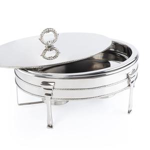 Plato de lujo ovalado de acero inoxidable para buffet, calentador de alimentos al por mayor con tapa decorativa y asa para catering - Product Image 2
