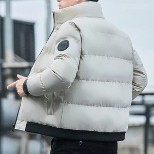 Custom Heavy Designer Puffer <b>Jacket</b> OEM Oversized Men's <b>Winter</b> Stand Collar Windproof Reversible Eco-Friendly Shiny 100% Nylon - Product Image 2