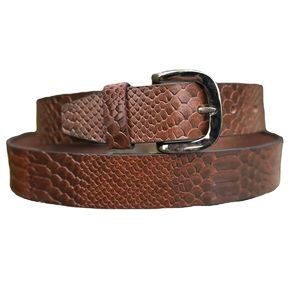 Cinturón de Cuero Estampado con Piel de Cocodrilo Hecho a Mano Estilo Occidental con Bordado y Hebilla de Acero - Product Image 1