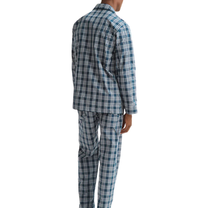Ensemble de pyjamas classiques pour hommes, manches longues, vêtements de nuit de qualité supérieure, 100% coton, vente en gros, décontracté, rayé, séchage rapide, bleu français - Product Image 4