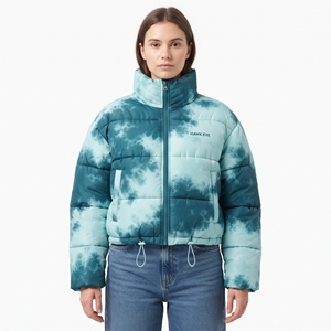 Women's Printed Quilted Puffer Jacket <b>Belted</b> Hooded Winter Coat Warm Sublimation Padded Outdoor Style Casual Outerwear New Style - Product Image 1