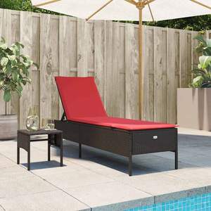 Chaise longue de patio en rotin PE marron 78 x 21,7 x 38,2 pouces - Product Image 1