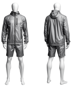 Ensemble veste coupe-vent et short pour homme, color block, séchage rapide, sportswear, manches longues, col montant, pour le printemps - Product Image 3