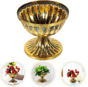 Vase sur piétement en fer doré de haute qualité, style Art Déco, résistant à la rouille, écologique, pour la maison, la table, les hôtels de luxe et les gîtes. - Product Image 2