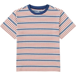 Colección de Verano para Hombre, Camiseta de Manga Corta 100% Algodón Orgánico, Corte Regular, Cuello Redondo, Diseño Ecológico a Rayas, Transpirable, Diseño OEM - Product Image 3