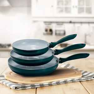 Ensemble de poêles en fonte avec revêtement en acier inoxydable antiadhésif, résistant à la chaleur, compatible induction, poignée en plastique, capacité 1-2L, cuisine - Product Image 1