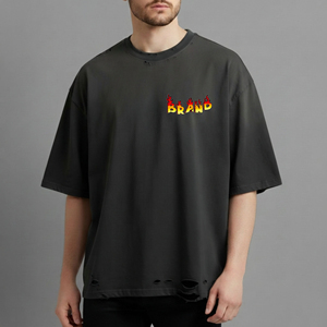 OEM/ODM Custom Heavyweight Oversized Men's T-Shirt Crew <b>Neck</b> Blank Drop Shoulder Solid Color Hip Hop 100% Cotton man blank Tees - Product Image 4
