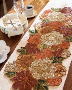 Beaded Embroidery <b>Table</b> <b>Runner</b> For <b>Dining</b> And Wedding <b>Table</b> Seed Beads <b>Table</b> <b>Runner</b> With Floral Beaded with Accept Custom Design - Product Image 1