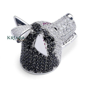 Colgante de perro cultivado en laboratorio con orejas de rubí, dije de animal adorable en oro blanco para uso diario, joyería - Product Image 6