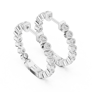 Pendientes de Aro de Lujo para Mujer, Chapados en Rodio con Oro Blanco de 18K, con Diamantes Cultivados en Laboratorio, Engastados en Bisel - Product Image 2