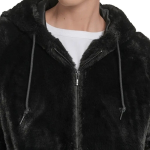 Premium Luxury Faux Fur Bomber Zip-Up Hoodie Wholesale Streetwear Winter Outerwear High-Pile Faux Fur & 100% Poly <b>Thermal</b> Core - Product Image 6