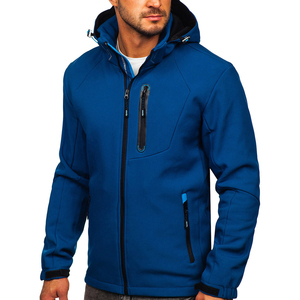 Men's Windproof <b>Waterproof</b> Softshell Bomber <b>Jacket</b> Hooded Collar Zipper Closure Regular Fit <b>Winter</b> Sporty Style Front Logo - Product Image 1