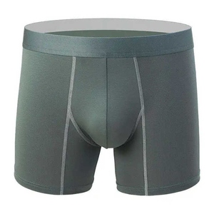 Caleçons boxers mi-hauts en coton tricoté respirant de couleur unie pour hommes - Product Image 6