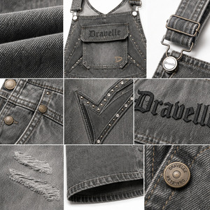 Mono vaquero de pierna ancha con lavado ácido, gris plateado, con pedrería brillante, unisex, estilo holgado, ropa urbana Hypebeast, proveedor mayorista - Product Image 4