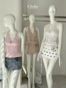 Coshe ชุดกระโปรงคล้องคอสุดหรูลายดอกโบตั๋นสำหรับตกแต่งงานปาร์ตี้ฤดูร้อนหรือใส่ประจำวันสไตล์หวานๆ - Product Image 2