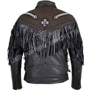 เสื้อแจ็คเก็ตหนังหนาสำหรับผู้ชาย ป้องกันลมหนาว แต่งขอบหนังสไตล์มอเตอร์ไซค์ คอเสื้อแบบมีสีสัน  ลำลอง - Product Image 4