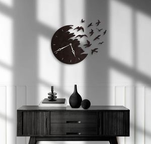 Bird Flying <b>Clock</b> Modern Unique Decorative <b>Clock</b> Watch Triple Circle Metal Round Wooden Oversized Modern Large Color Modern - Product Image 2
