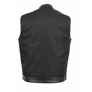 Gilet de motard noir pour homme, col montant, respirant, en polyester, coupe classique, couleur unie, tissu tissé - Product Image 1