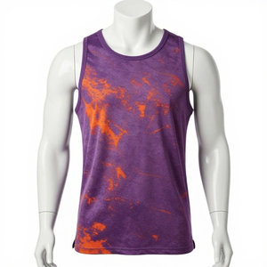 Custom <b>Men</b> Tank Top <b>Shirt</b> Wholesale Tie Dye Sleeveless <b>Beach</b> Summer Cotton Casual Vacation Surf Printed Logos Supplier Bulk Sale - Product Image 2