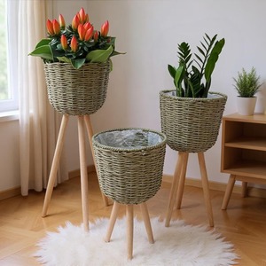 Base de Ratán Verde para Macetas, Decoración de Interiores, Esquinas, Hogares, Restaurantes y Oficinas - Product Image 1