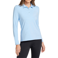 Camiseta Polo de Manga Larga para Niñas, Talla Grande, Cuello Redondo, Informal, Tejida, Poliéster/Algodón, 180g, UPF 50+, Transpirable, Secado Rápido, Anti-Pilling
