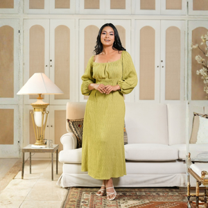 Robe midi élégante pour femme en vert avocat - Product Image 3