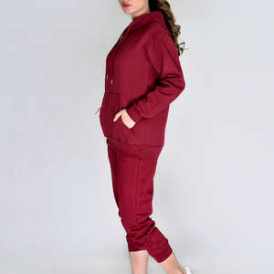 Conjunto Deportivo Color Marrón Oscuro para Mujer, Sudadera con Capucha y Pantalones Jogger, Ropa Deportiva Casual de Dos Piezas para Streetwear - Product Image 4