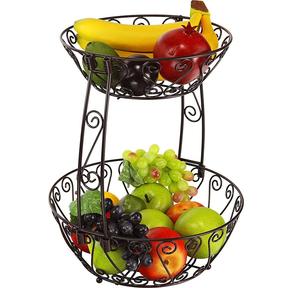 Cesta de Frutas de Alambre de Hierro Más Vendida, Cestas Decorativas Redondas de Lujo con Acabado Negro para Mesa, Cestas de Almacenamiento Decorativas de 3 Niveles - Product Image 4