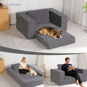 Sofá Cama Moderno y Compacto para Perros y Adultos, Tela de Pana para Sala de Estar y Dormitorio, No Requiere Montaje - Product Image 1