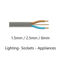 BS6004 Standard Elektrokabel 2-adrig Kupferdraht 450/750V PVC-Verdrahtungskabel 1,5mm 2,5mm UK