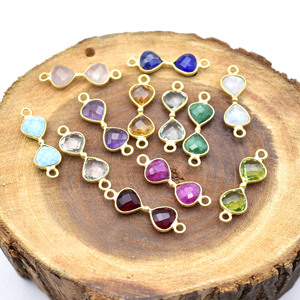 Connecteur en forme de cœur en citrine facettée |   Breloque en pierre précieuse pour bijoux DIY - Product Image 5