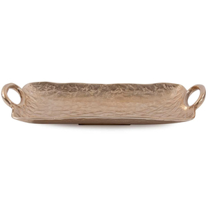 Wholesale Luxury <b>Gold</b> Hammered Metal <b>Serving</b> <b>Tray</b> with Handles Handmade Metal Decorative Platter for Modern Home Decor - Product Image 1