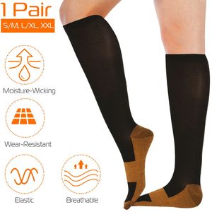Calze sportive unisex a compressione graduata in rame, resistenti, per corsa, infermieristica, tibieostomi, edema, gonfiore - Uomo Donna - Product Image 1