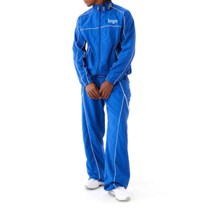 Fabricante de Ropa Deportiva, Conjunto Deportivo de Dos Piezas con Cremallera y Rayas Reflectantes para Hombre, Chaqueta Cortavientos, Chándal de Nailon con Logotipo Personalizado - Product Image 4