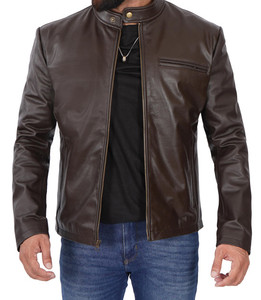 Chaqueta de Hombre a la Moda, Transpirable, de Cuero Genuino, Estilo Vintage, con Cuello Alto y Ribete de Piel, Forro de Sherpa para Invierno, Estilo Urbano - Product Image 3