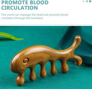 Auténtico Peine de Sándalo Verde para Masaje del Cuero Cabelludo, Cuello, Manos y Piernas, Masajeador de Madera Natural - Product Image 4