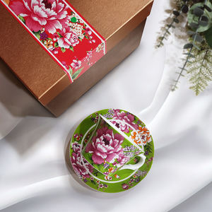 แก้วกาแฟเซรามิคเคลือบออนเคลือบสีเขียวพิมพ์ลายโบตั๋นสามารถซักได้พิมพ์ลายน้ำ - Product Image 4