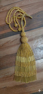 Elegant Gold Beaded <b>Curtain</b> Tieback Tassel Decorative Rope Holdback for Drapes Window Treatment Accessory - Product Image 3