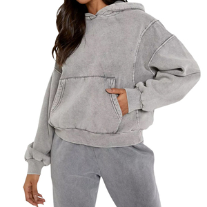 Sudaderas con Capucha para Mujer, de Invierno, Transpirables, Ecológicas, de Alta Calidad, Lavado Ácido, Proveedor Directo de Fábrica, Poliéster y Algodón, Venta al Por Mayor - Product Image 1