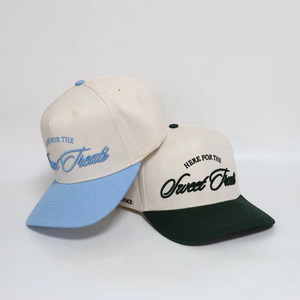 Casquette de baseball unisexe en coton à visière incurvée, structurée, bicolore, avec logo brodé de haute qualité, 5 panneaux, personnalisable OEM - Product Image 3