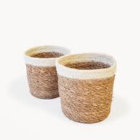 Decoratieve handgemaakte jute, zeegras, katoenen touw, geweven, met plastic voering, multifunctionele, duurzame, waterdichte, opvouwbare opbergmanden