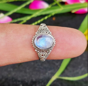 Moonstone Gemstone <b>Ring</b> <b>925</b> Sterling <b>Silver</b> Handmade <b>Ring</b> Jewelry For Her - Product Image 1
