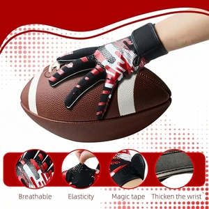 Wholesale Breathable American Football Gloves Full Finger <b>Hook</b> Loop Closure for Men Women Outdoor Sports Training Grip Gloves - Product Image 3