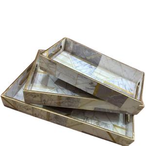 ชุดถาดดีไซน์เนอร์คุณภาพสูง ลายหินอ่อนสีดำ วัสดุเรซิ่นและไม้ สไตล์โมเดิร์น ถาดเสิร์ฟตกแต่งสำหรับงานแต่งงาน ราคาดีที่สุด - Product Image 1